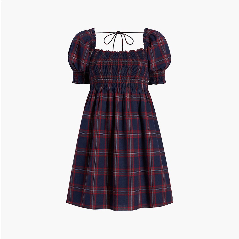 Hill House Navy and Red Plaid Mini Dress